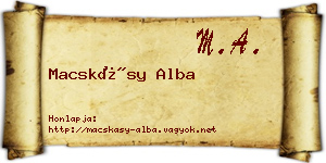 Macskásy Alba névjegykártya